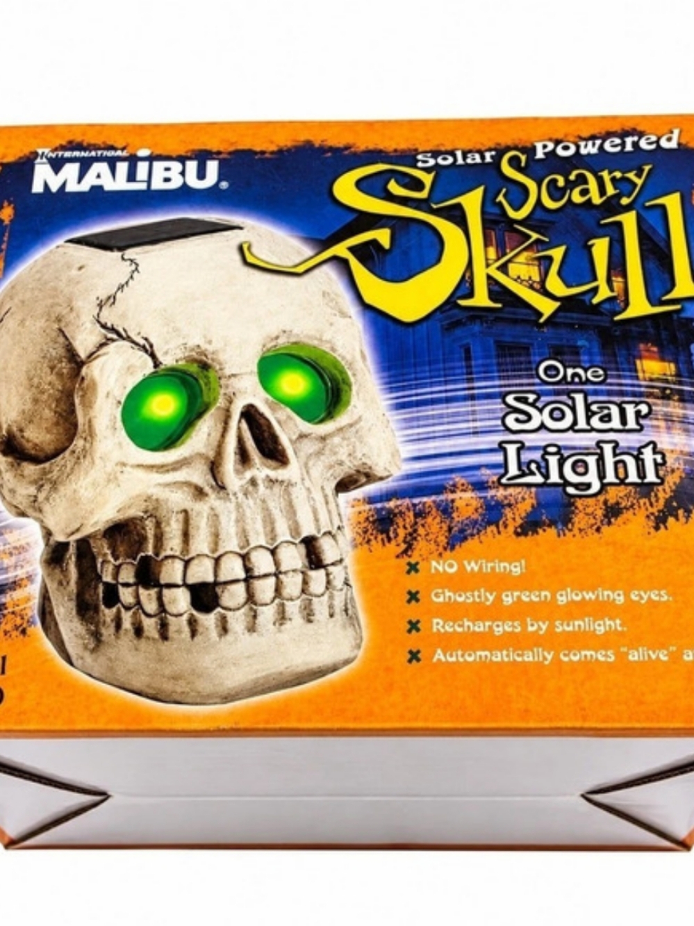 International Malibu Scary Skull Solar Light Solar-Powered Halloween Decor Like